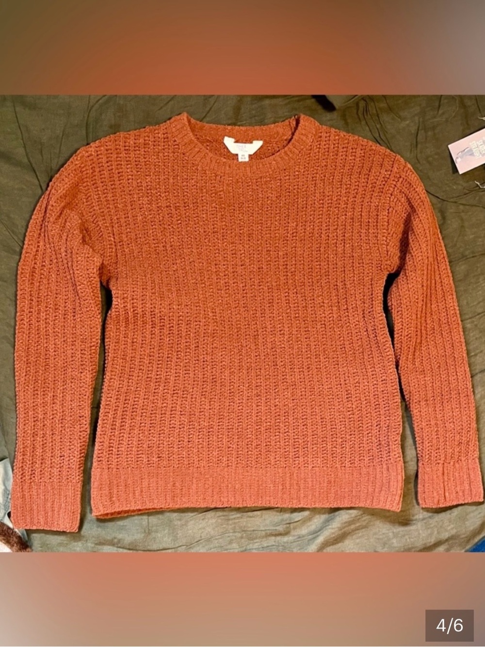 Women’s Crewneck Chenille Knit Sweater - Rust Orange